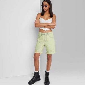 Wild Fable High-Rise Wide Leg Bermuda Lime Green Jean Shorts